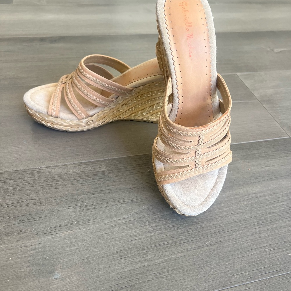 Gabriella Rocha Tan Woven Wedges